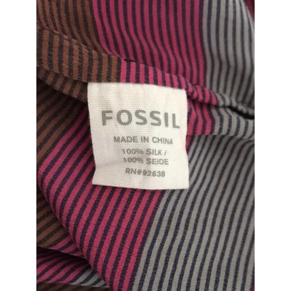 Fossil | Multi Stripe Silk Tank Womens Size XS Red Pullover Scoop Neck - Picture 6 of 7